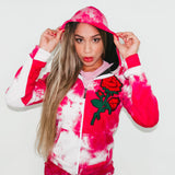 Women's Hot Pink Hooded Sweatsuit