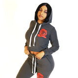 Grey Women's Crop Hooded Sweatsuit